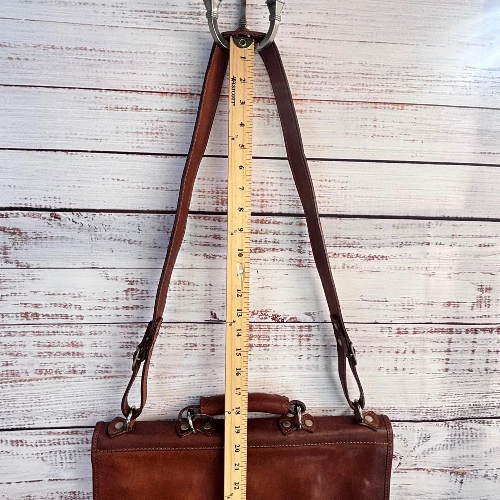 Italian Leather Briefcase Messenger Bag‎ Turnlock Medici Firenze Veg-Tanned